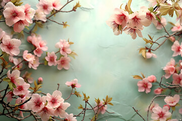 Fototapeta premium Tranquility Cherry Blossom Floral Border