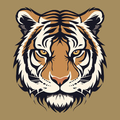 tiger head vector on brown background