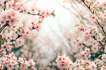 Obraz premium Tranquility Cherry Blossom Floral Border