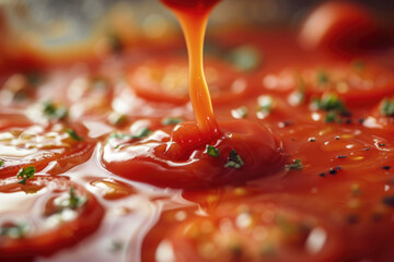 A tantalizing drizzle of tomato ketchup, ready to elevate dishes with its savory allure