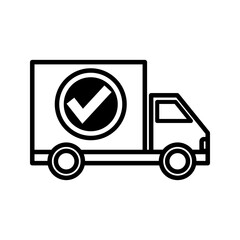 delivery truck with checkmark icon vector
