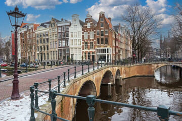 The corner of Leidsegracht & Keizersgracht canals in Amsterdam the Netherlands