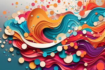 Dynamic abstract color particles background, created by ai generated