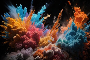 Explosion of colored powder, created by ai generated