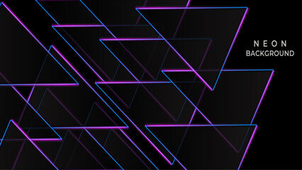 Abstract elegant neon polygonal purple background and black abstract , dark and colorful.