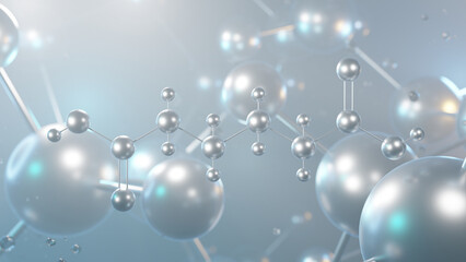 adipic acid molecular structure, 3d model molecule, hexanedioic acid, structural chemical formula view from a microscope