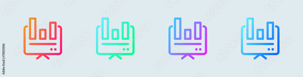 Poster data line icon in gradient colors. analysis signs vector illustration.
