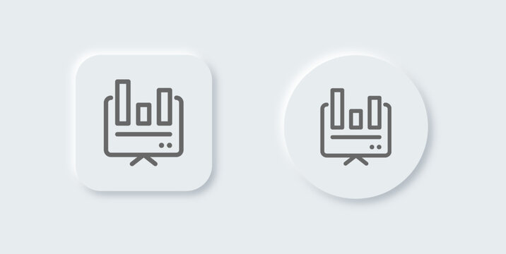 Data line icon in neomorphic design style. Analysis signs vector illustration.