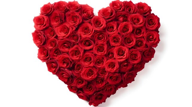 Stock photo red heart Made of Red Roses Isolated white background