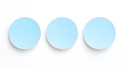 Set of light blue round Paper Notes on a white Background. Brainstorming Template with Copy Space