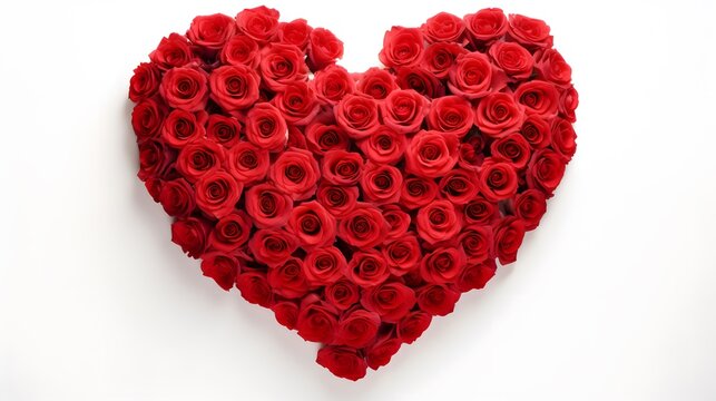 Stock photo red heart Made of Red Roses Isolated white background