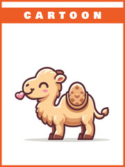 Cute Camel Cartoon Design, with Simple Tails