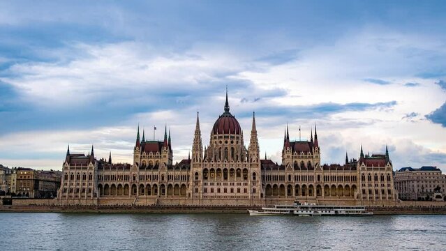 4K Timelapse of the most beautiful parliament in the world. The Budapest parliament building in the day.