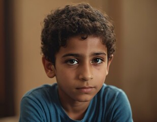 AI generated illustration of a portrait of an Egyptian poor boy