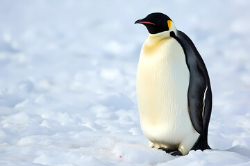 Fototapeta premium Emperor penguin - Antarctica - The largest penguin species, with males incubating eggs on their feet in extreme cold temperatures