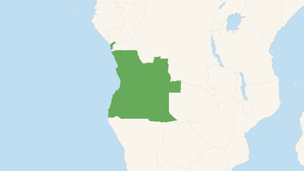 Green Angola Territory On White and Blue World Map