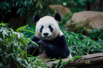 Giant panda - China - Iconic black and white bears known for their bamboo diet and unique thumb used to grasp bamboo shoots