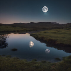 moon over lake