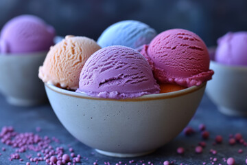 ice cream scoops in a bowl