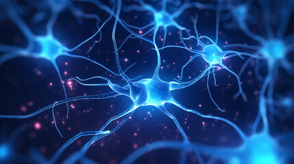 Naklejka na ściany i meble Nervous system, brain central nervous cells, neuroscience background