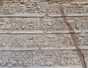 detail of a stone carving, ancient egyptian hieroglyphs background 