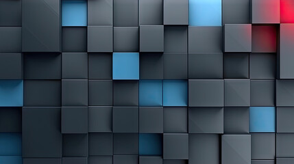 Abstract geometric design on black wall suitable for backgrounds, posters, 3d mosaic graphics lowpoly .cubes, squares, and lines create a modern, eyecatching pattern for various creative purposes