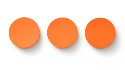 Set of orange round Paper Notes on a white Background. Brainstorming Template with Copy Space