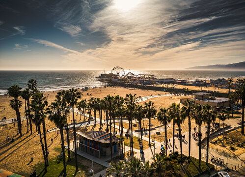 Aerial view of Santa Monica Pier.