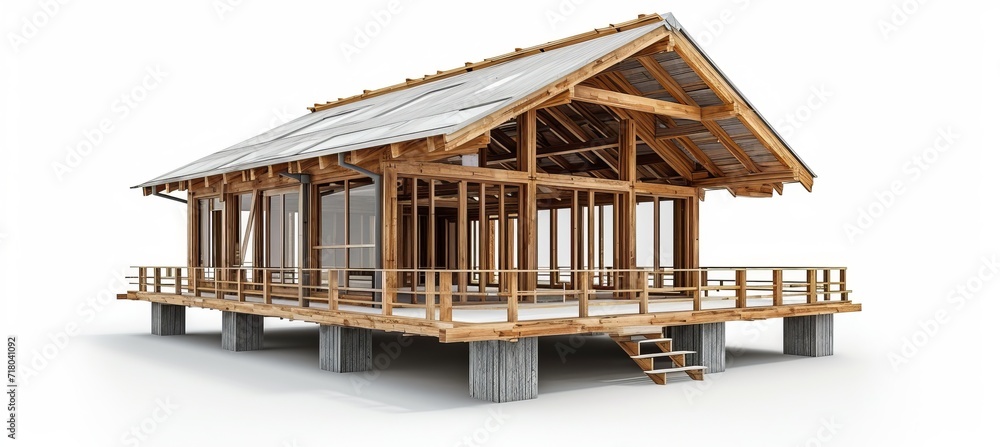 Poster step by step guide to constructing a wooden frame house from start to finish