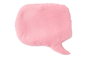 Pink speech bubble plasticine isolated on transparent background.