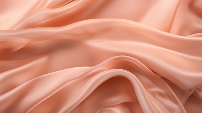 Peach color textile folds background 