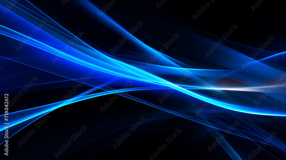Aufkleber blue wave energy flow abstract design with light lines and fractal motion.