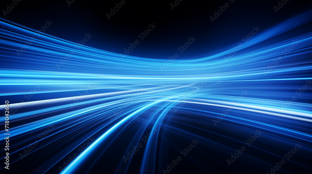 Aufkleber blue wave energy flow abstract design with light lines and fractal motion.
