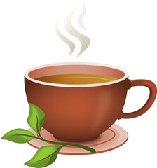 tea in red cup illustration vector