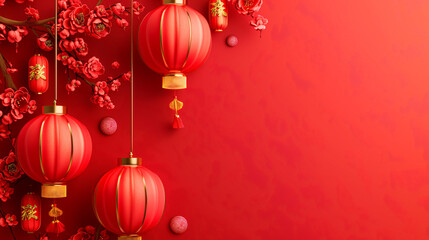 Happy Chinese new year Concept for holiday, Chinese Celebration. Traditional Chinese year. Red background Chinese Festival. - obrazy, fototapety, plakaty