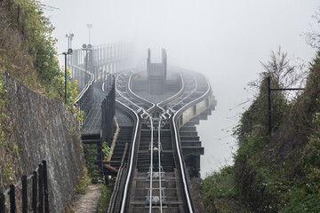 Railway Tram into the Fansipan mountain in Sa Pa District, Northern Vietnam