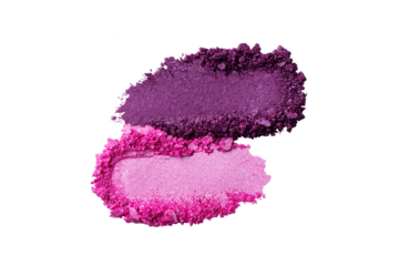 Composition of  eye shadow cosmetics swatches isolated on transparent background. Eyeshadow smudged texture. Creative cosmetics samples.