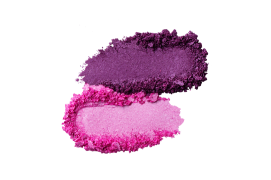 Composition of  eye shadow cosmetics swatches isolated on transparent background. Eyeshadow smudged texture. Creative cosmetics samples.