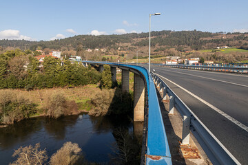 A Ponte Ulla, Spain. Spanish motorway N-525 as it passes through Vedra in Galicia