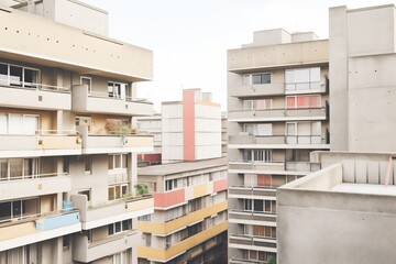 textured concrete urban apartment blocks