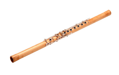 Wooden flute isolated on transparent Background