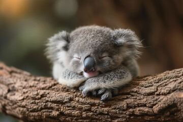 adorable koala sleeps peacefully