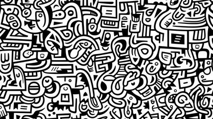 Funny doodle seamless pattern, artistic background