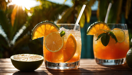 Tropical Citrus Cocktails Basking in the Sun