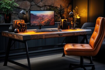A shot of Modern stylish home office workplace Generative AI
