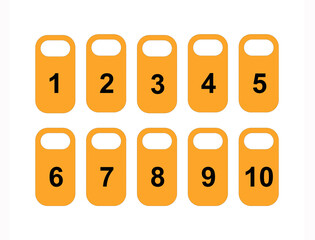 Set of numbers on yellow stickers