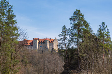 Fototapeta na wymiar View of Rabenstei Castle in Franconian Switzerland/Germany in spring