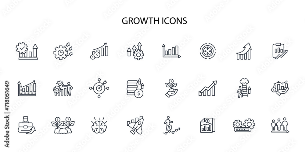 Poster growth icon set.vector.editable stroke.linear style sign for use web design,logo.symbol illustration