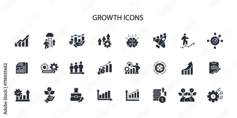 Poster growth icon set.vector.editable stroke.linear style sign for use web design,logo.symbol illustration