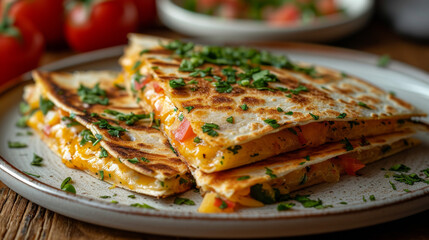 quesadilla with cheese decorated on a plate